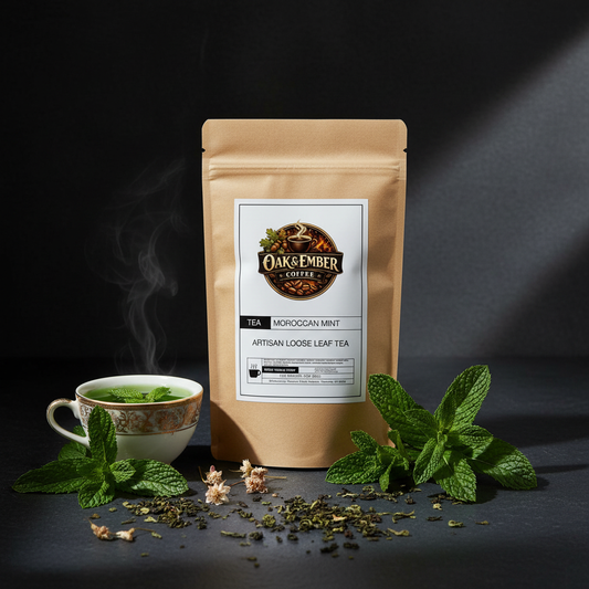 Dramatic spotlight bag on dark slate with spearmint