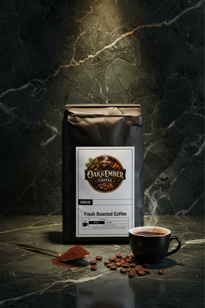 Hero portrait with gold spoon & instant coffee powder