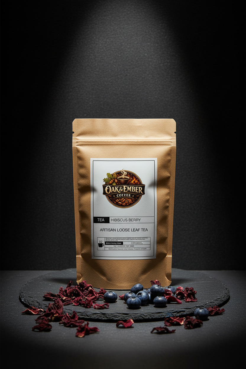 Hero portrait with hibiscus flowers & blueberries