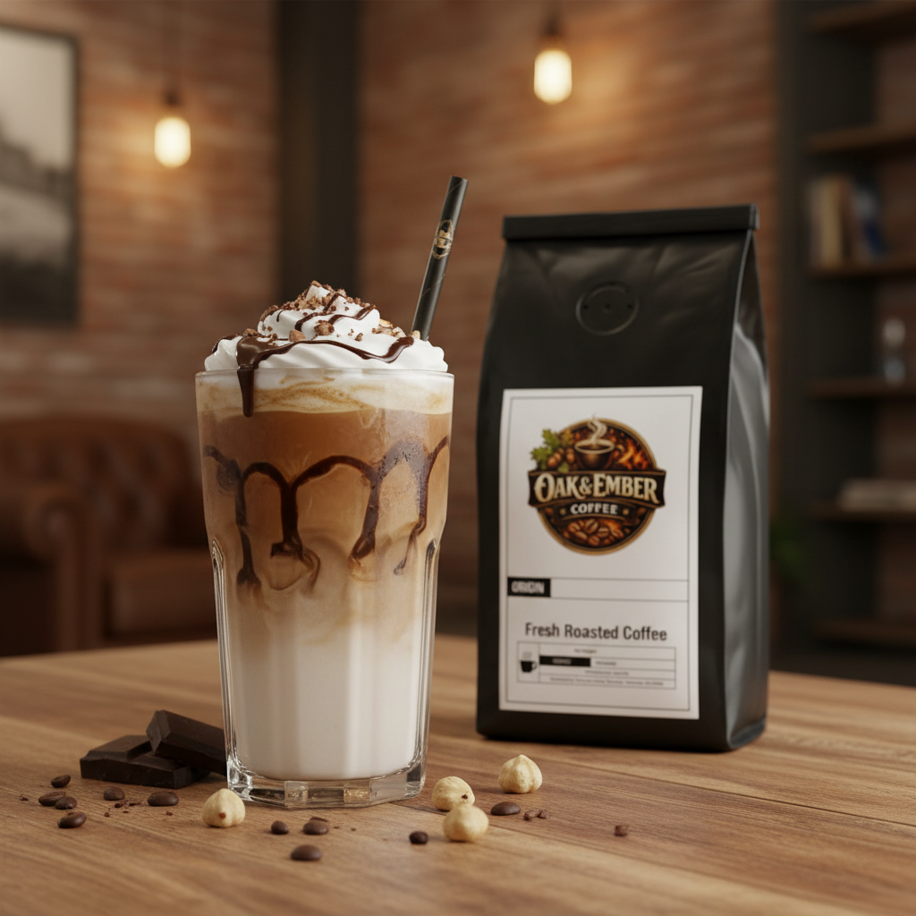 Iced chocolate hazelnut latte