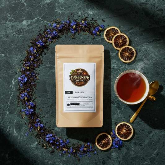 Overhead dark marble flat lay with gold accents