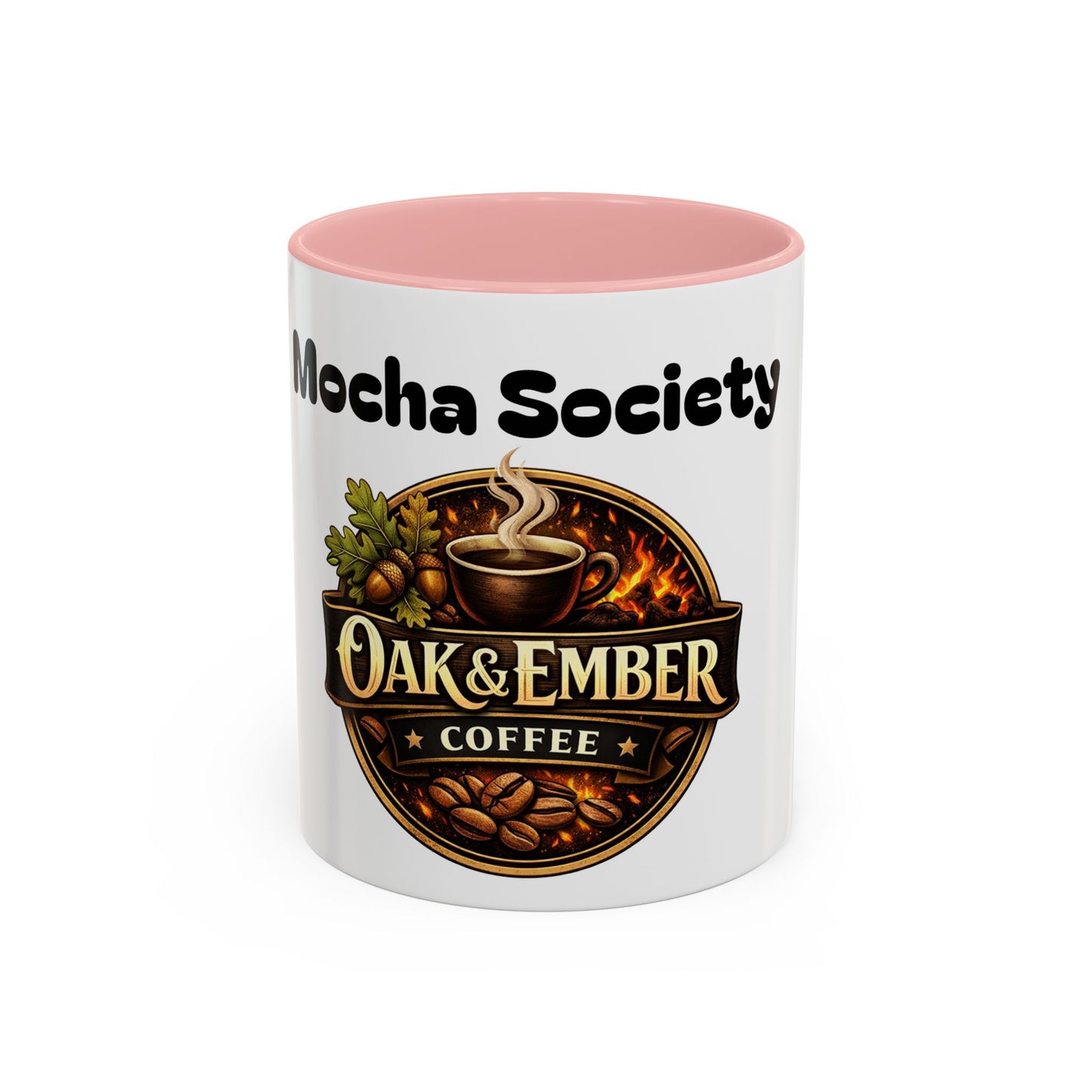Oak & Ember Coffee Mug – "Mocha Society" Accent Ceramic Mug (11 oz)