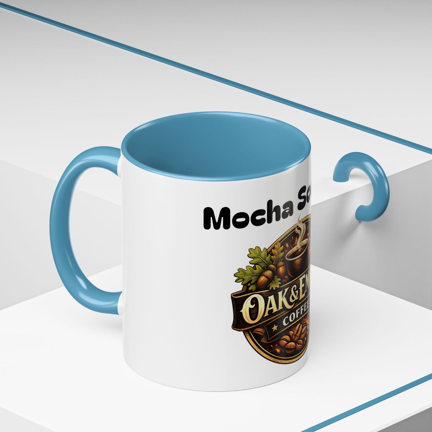 Oak & Ember Coffee Mug – "Mocha Society" Accent Ceramic Mug (11 oz)