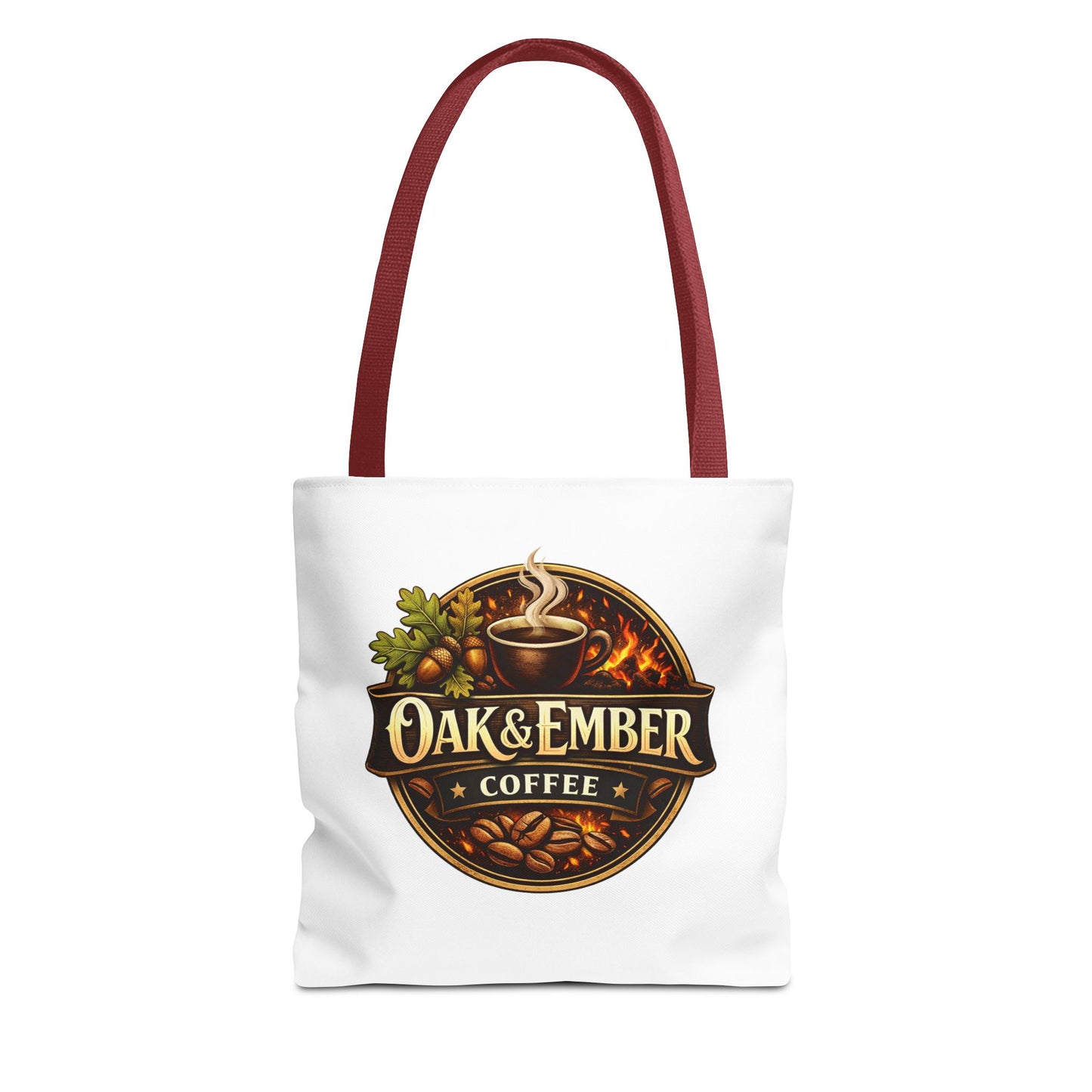 Oak & Ember Coffee Tote Bag — Rustic Logo Canvas Tote (13” × 13”)