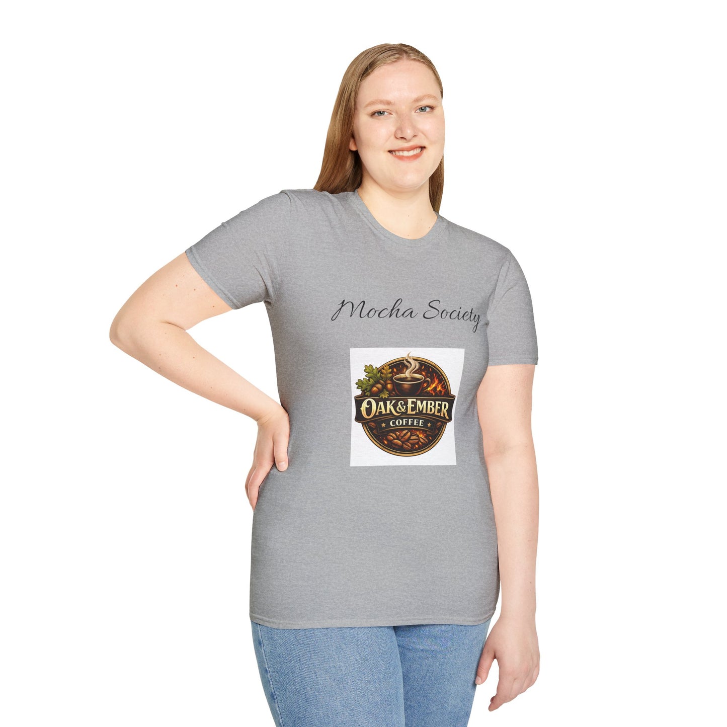 Oak & Ember Coffee 'Mocha Society' Logo Tee — Unisex Cotton T-Shirt