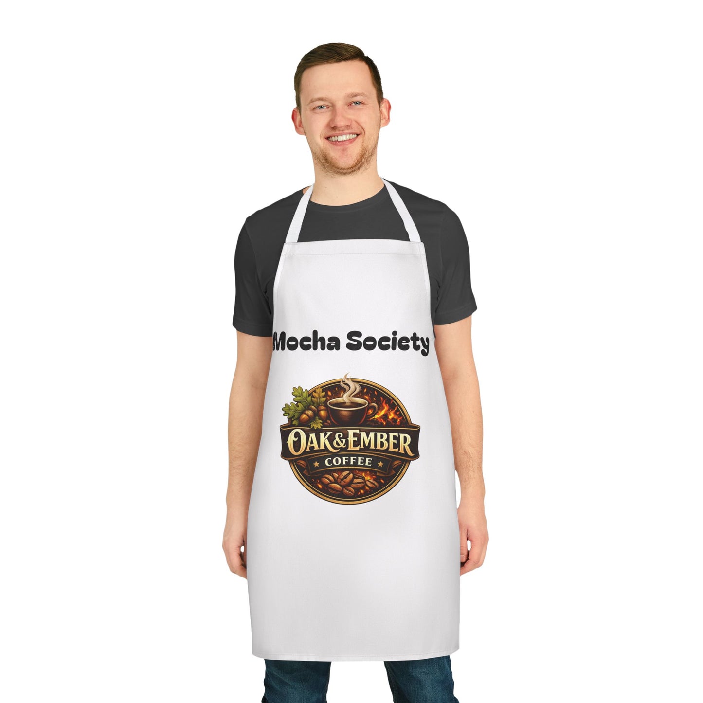 Oak & Ember Coffee 'Mocha Society' Barista Apron — Vintage Logo Kitchen & Café Apron
