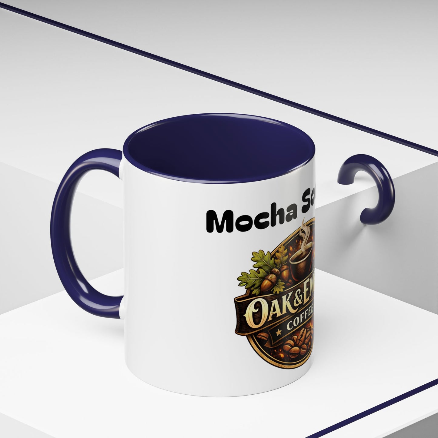 Oak & Ember Coffee Mug – "Mocha Society" Accent Ceramic Mug (11 oz)