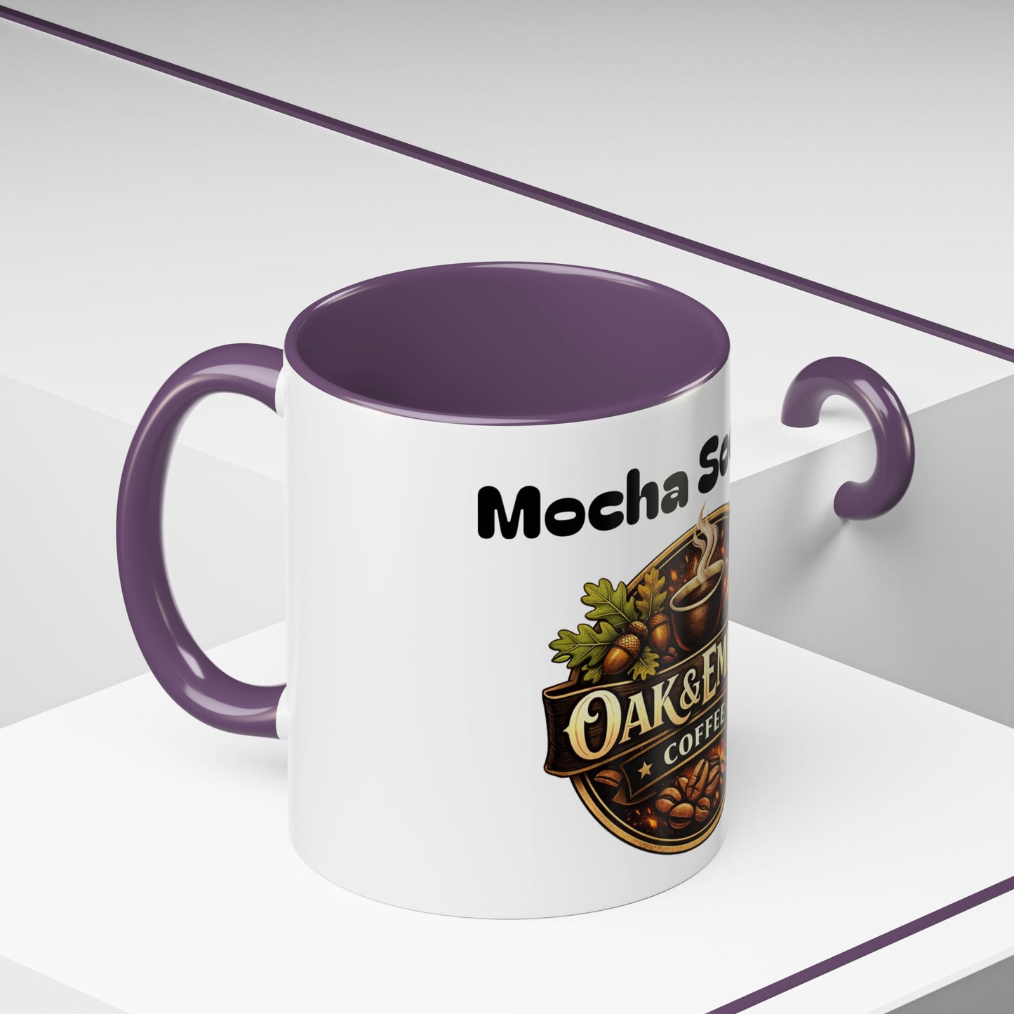Oak & Ember Coffee Mug – "Mocha Society" Accent Ceramic Mug (11 oz)