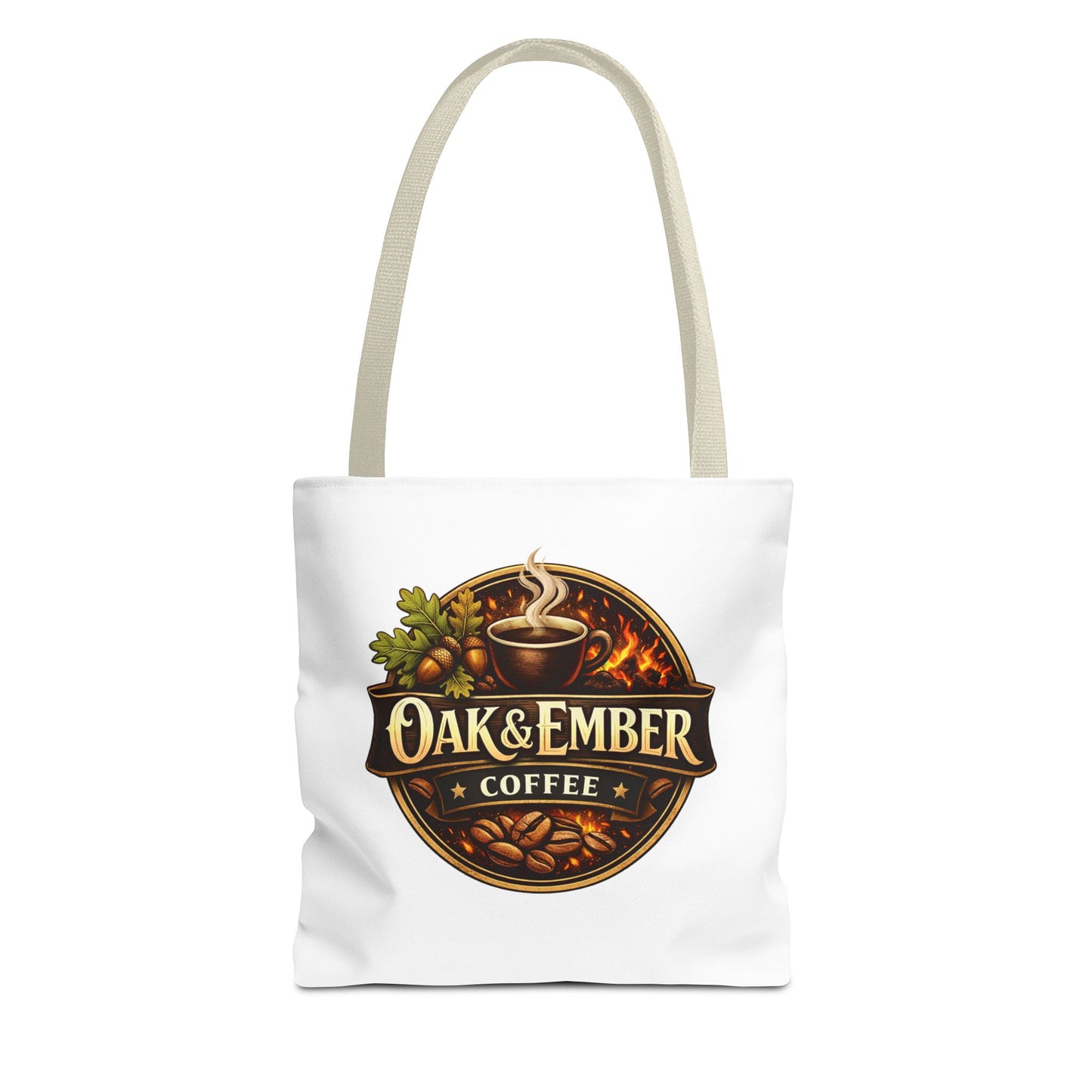 Oak & Ember Coffee Tote Bag — Rustic Logo Canvas Tote (13” × 13”)