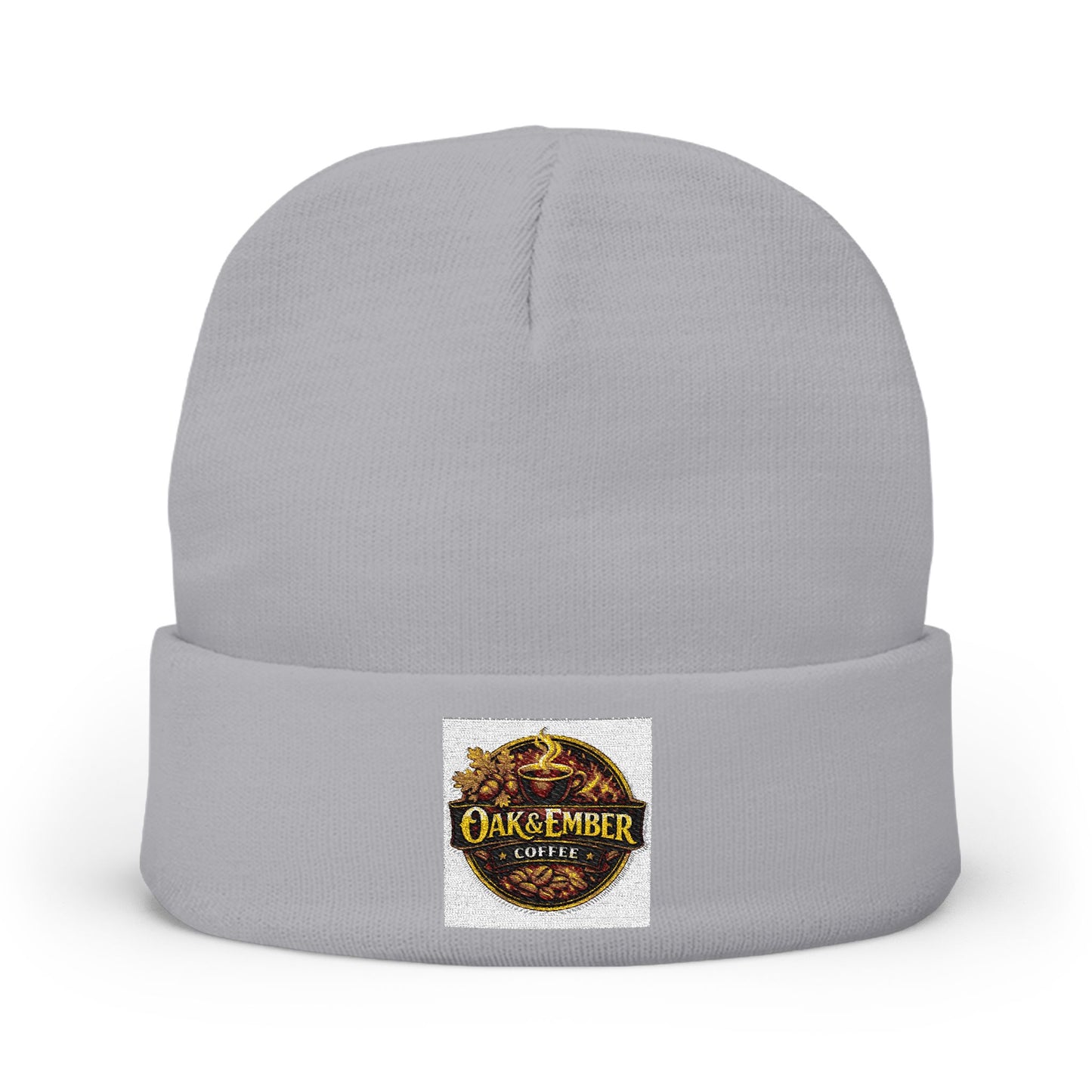 Oak & Ember Coffee 'Mocha Society' Embroidered Knit Beanie — Cuffed Winter Hat