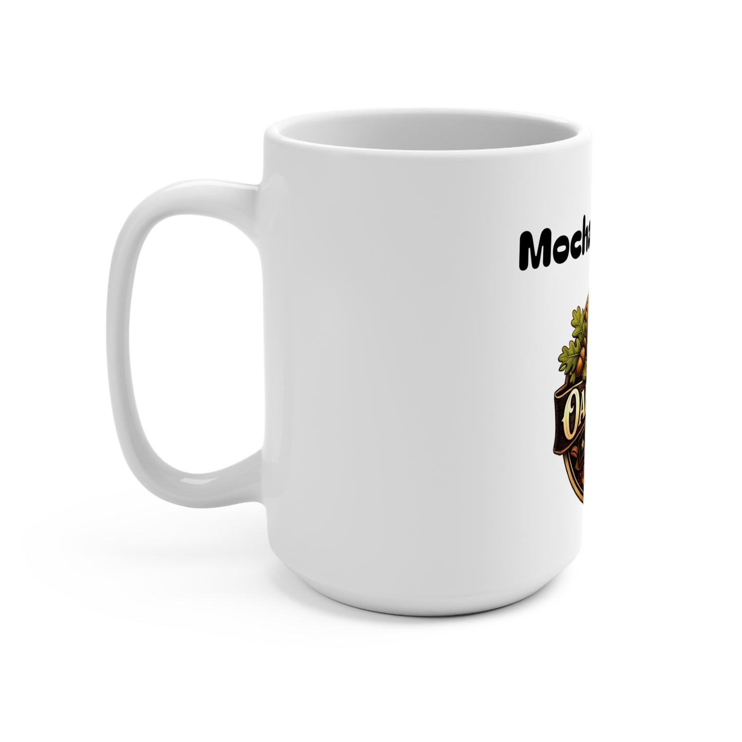 Oak & Ember Coffee 'Mocha Society' Ceramic Mug — Rustic Logo (15oz)