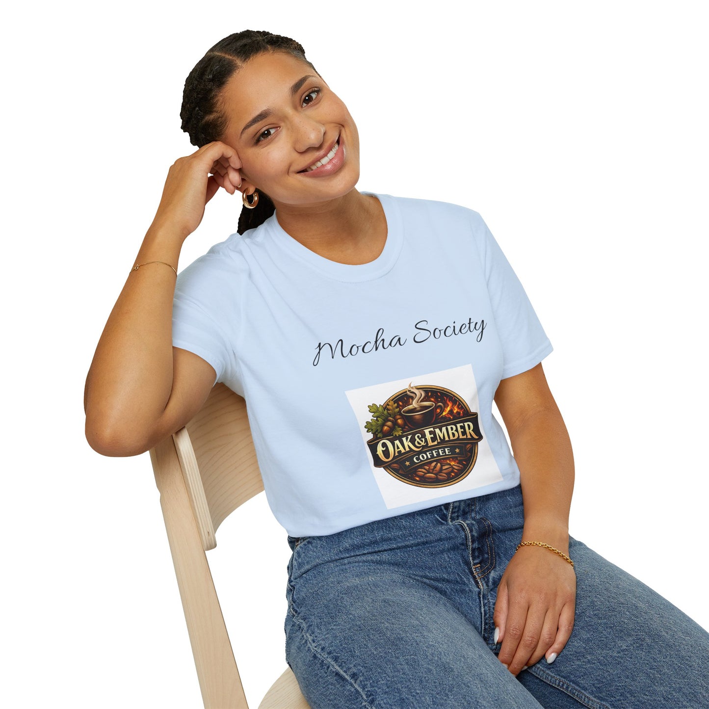 Oak & Ember Coffee 'Mocha Society' Logo Tee — Unisex Cotton T-Shirt