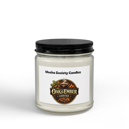 Oak & Ember Coffee Soy Candle — Mocha Society Branded Jar (4oz & 9oz)