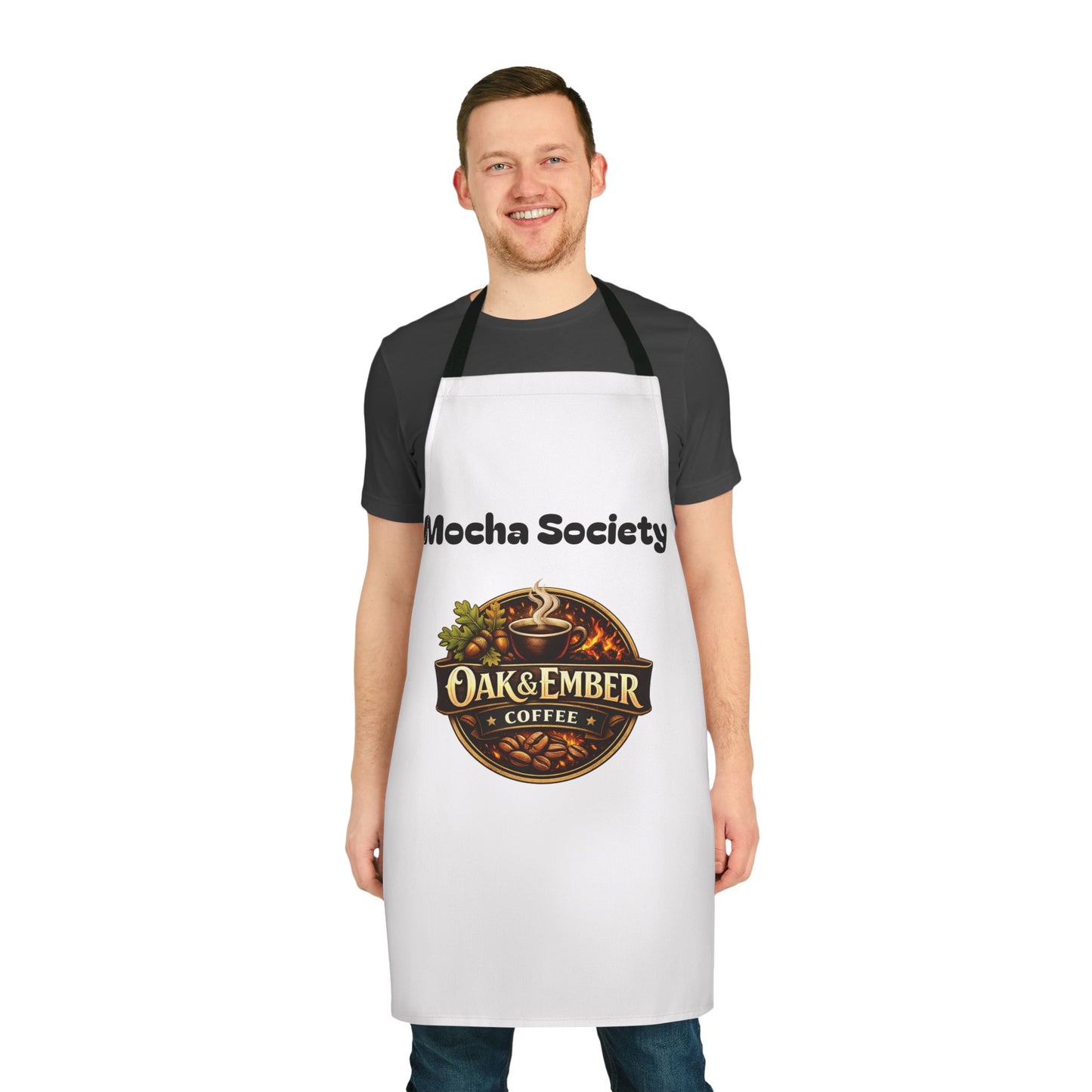 Oak & Ember Coffee 'Mocha Society' Barista Apron — Vintage Logo Kitchen & Café Apron