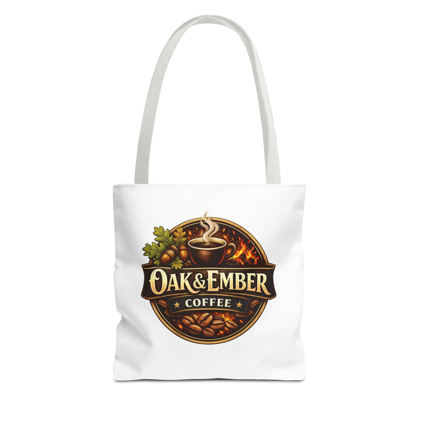 Oak & Ember Coffee Tote Bag — Rustic Logo Canvas Tote (13” × 13”)