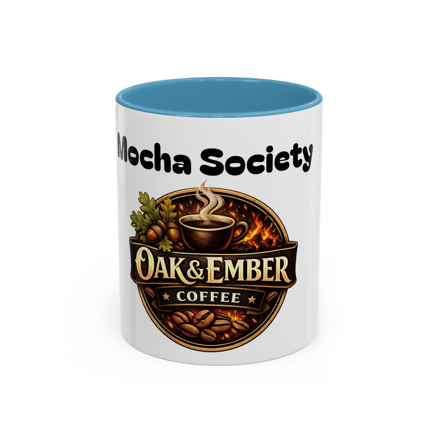 Oak & Ember Coffee Mug – "Mocha Society" Accent Ceramic Mug (11 oz)