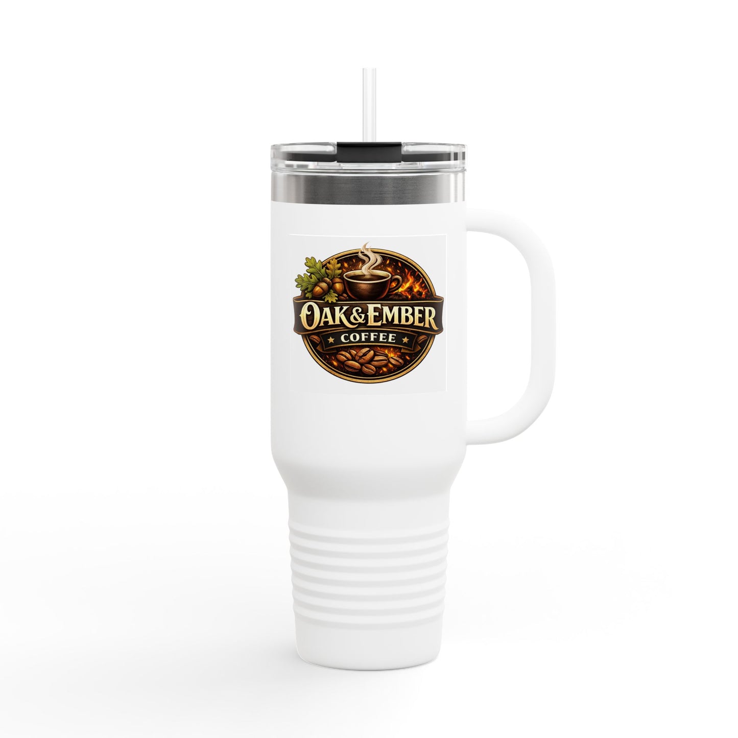 Oak & Ember Coffee 'Mocha Society' Insulated Travel Tumbler — Stainless Steel (40oz)