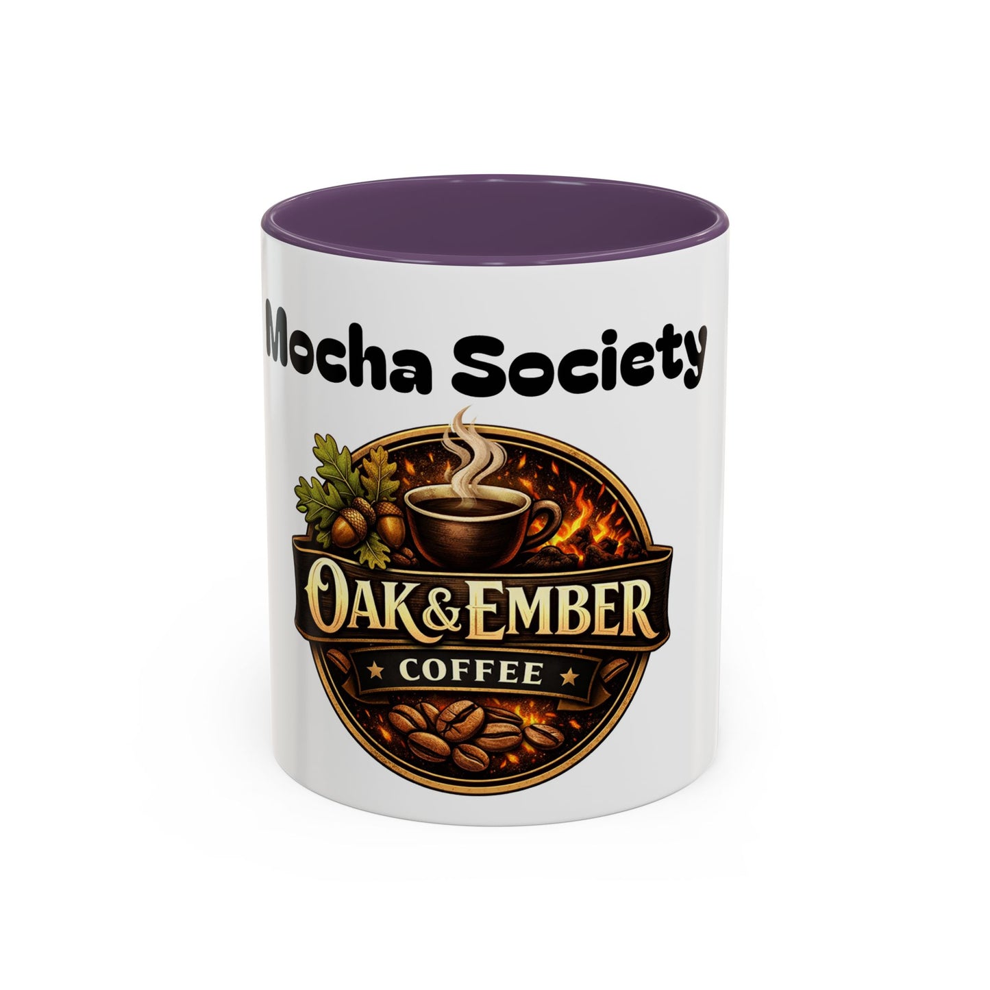 Oak & Ember Coffee Mug – "Mocha Society" Accent Ceramic Mug (11 oz)