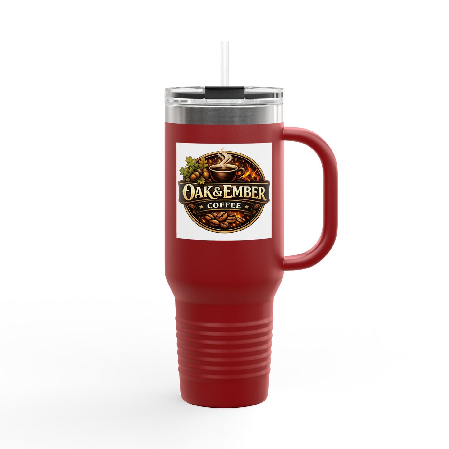 Oak & Ember Coffee 'Mocha Society' Insulated Travel Tumbler — Stainless Steel (40oz)