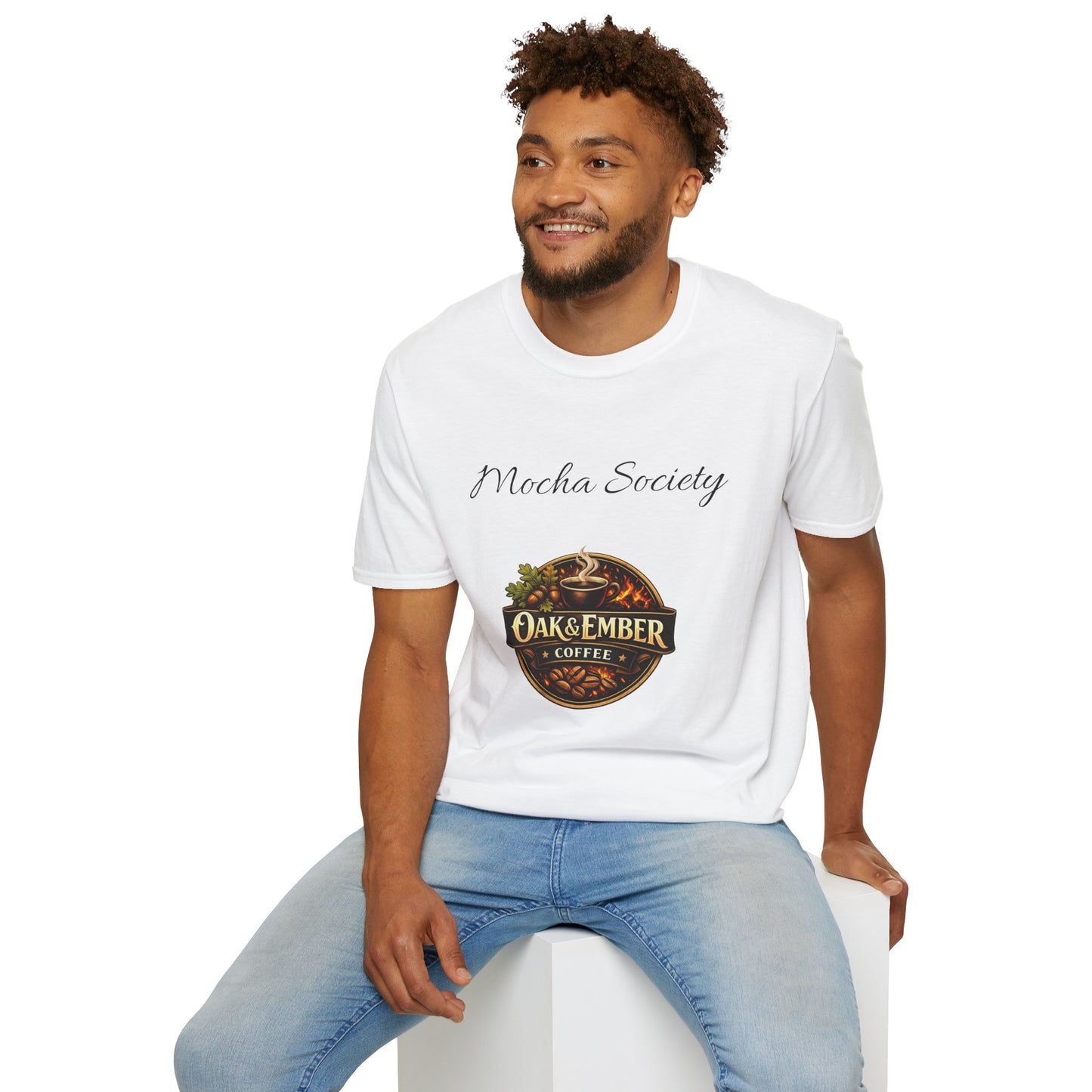 Oak & Ember Coffee 'Mocha Society' Logo Tee — Unisex Cotton T-Shirt