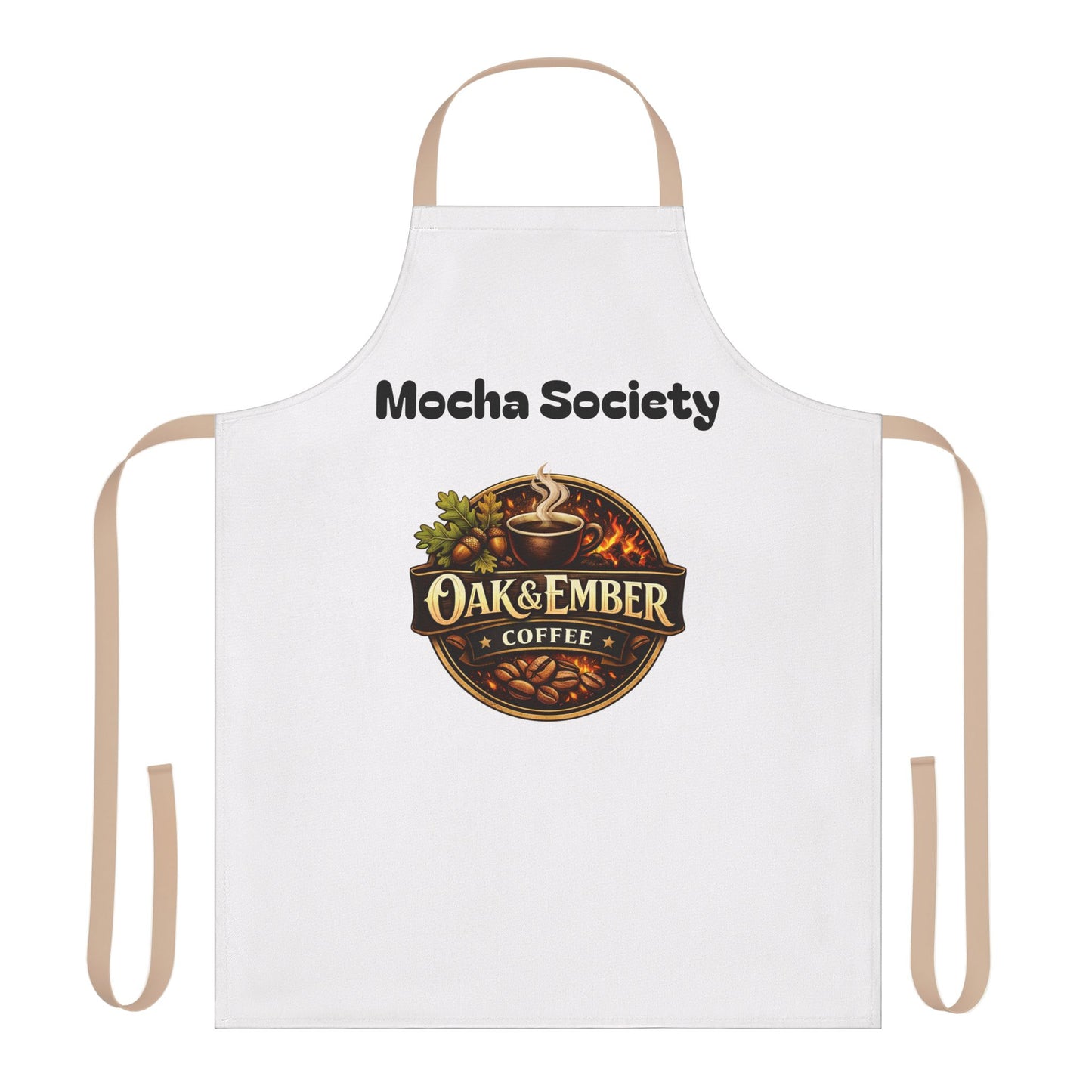Oak & Ember Coffee 'Mocha Society' Barista Apron — Vintage Logo Kitchen & Café Apron