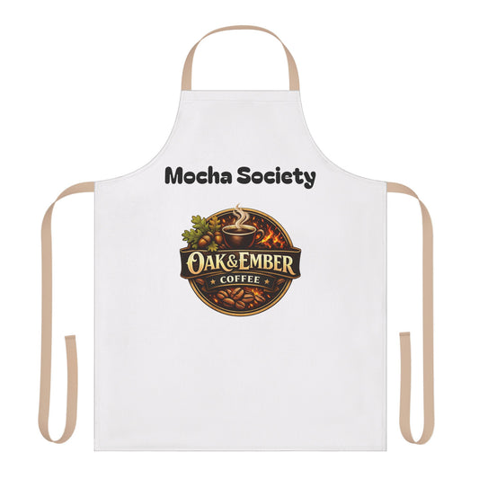 Oak & Ember Coffee 'Mocha Society' Barista Apron — Vintage Logo Kitchen & Café Apron