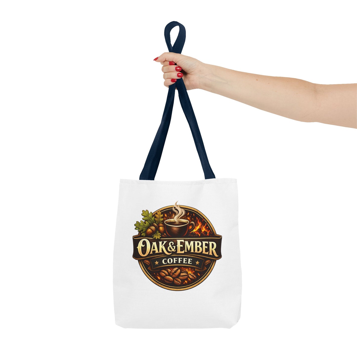 Oak & Ember Coffee Tote Bag — Rustic Logo Canvas Tote (13” × 13”)