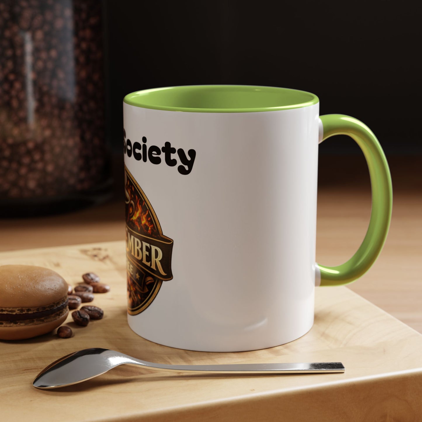Oak & Ember Coffee Mug – "Mocha Society" Accent Ceramic Mug (11 oz)