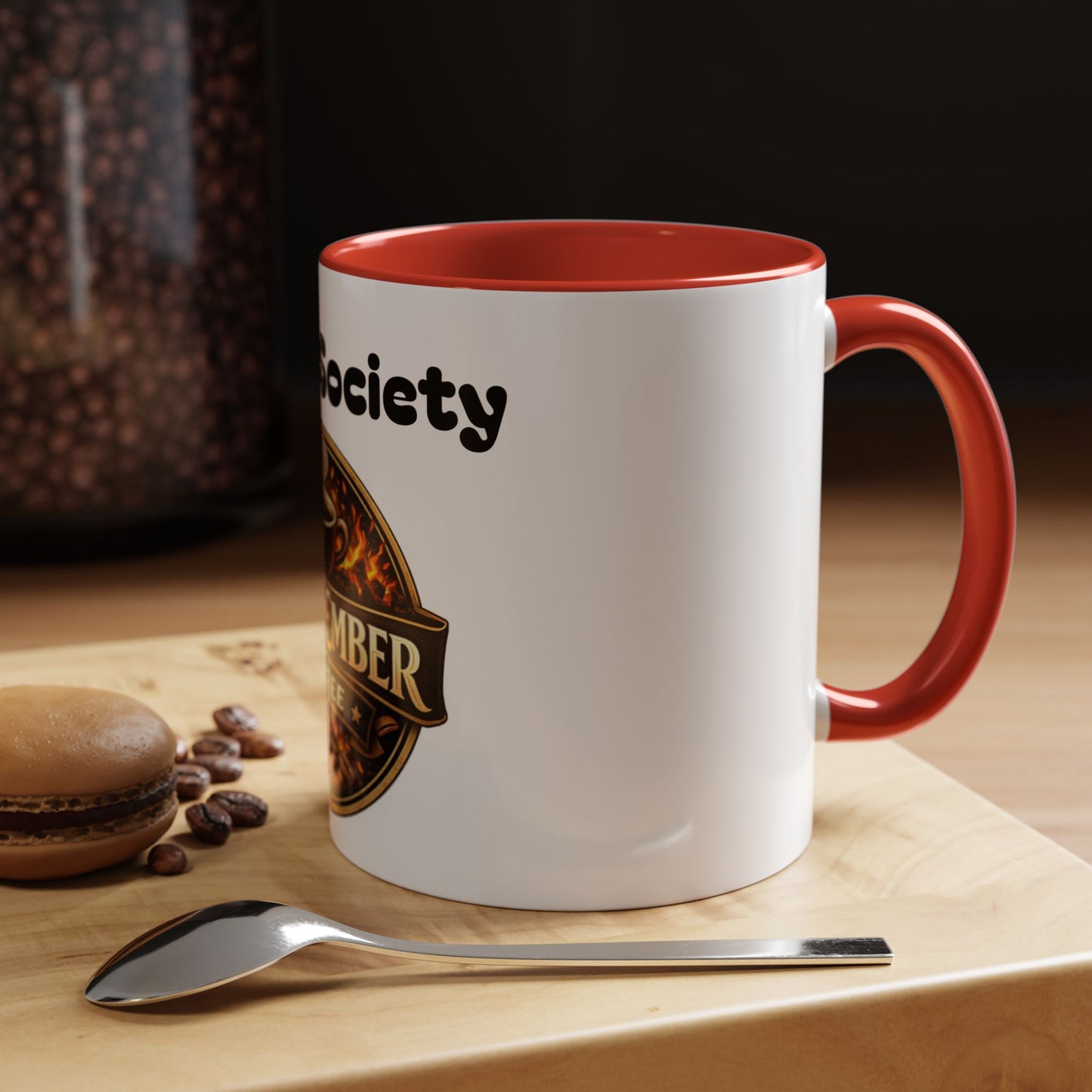 Oak & Ember Coffee Mug – "Mocha Society" Accent Ceramic Mug (11 oz)