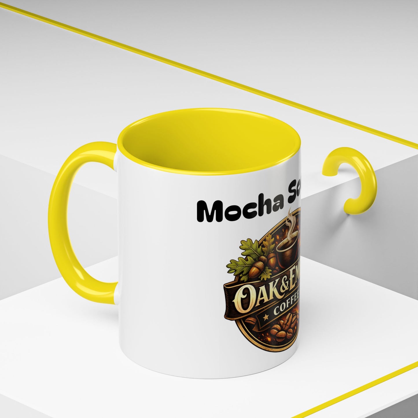 Oak & Ember Coffee Mug – "Mocha Society" Accent Ceramic Mug (11 oz)