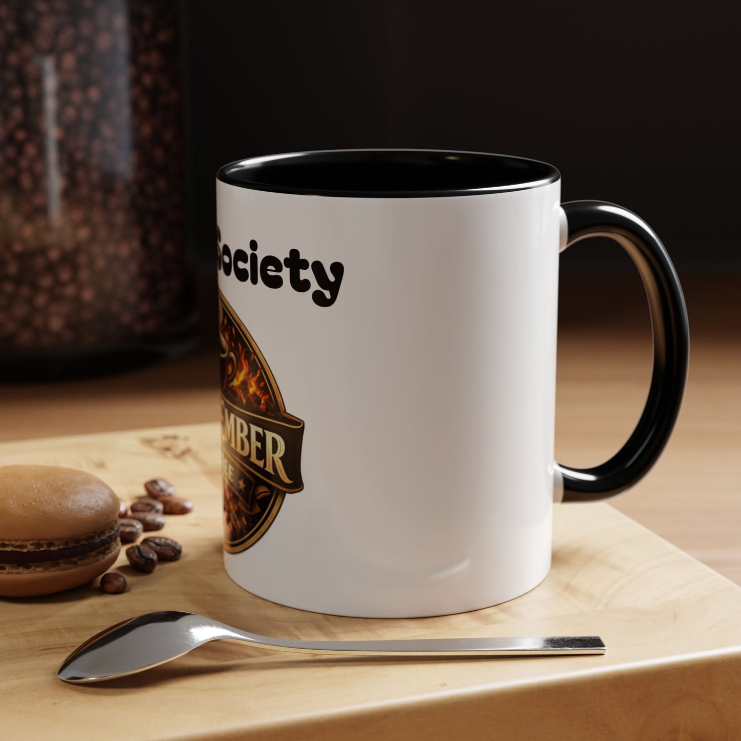 Oak & Ember Coffee Mug – "Mocha Society" Accent Ceramic Mug (11 oz)