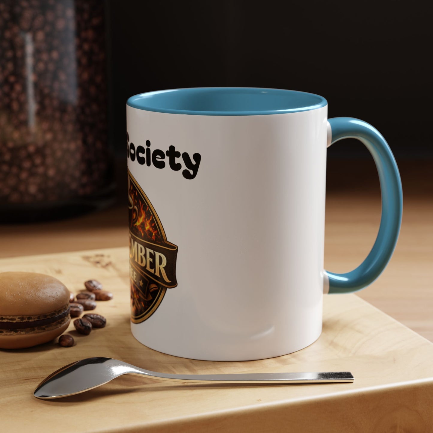 Oak & Ember Coffee Mug – "Mocha Society" Accent Ceramic Mug (11 oz)