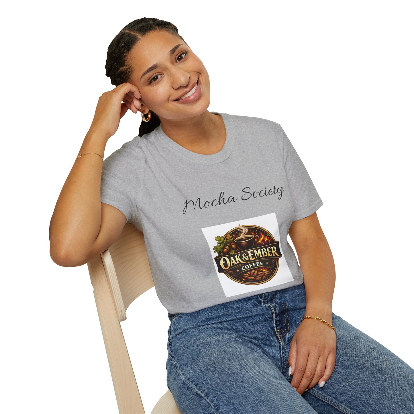Oak & Ember Coffee 'Mocha Society' Logo Tee — Unisex Cotton T-Shirt