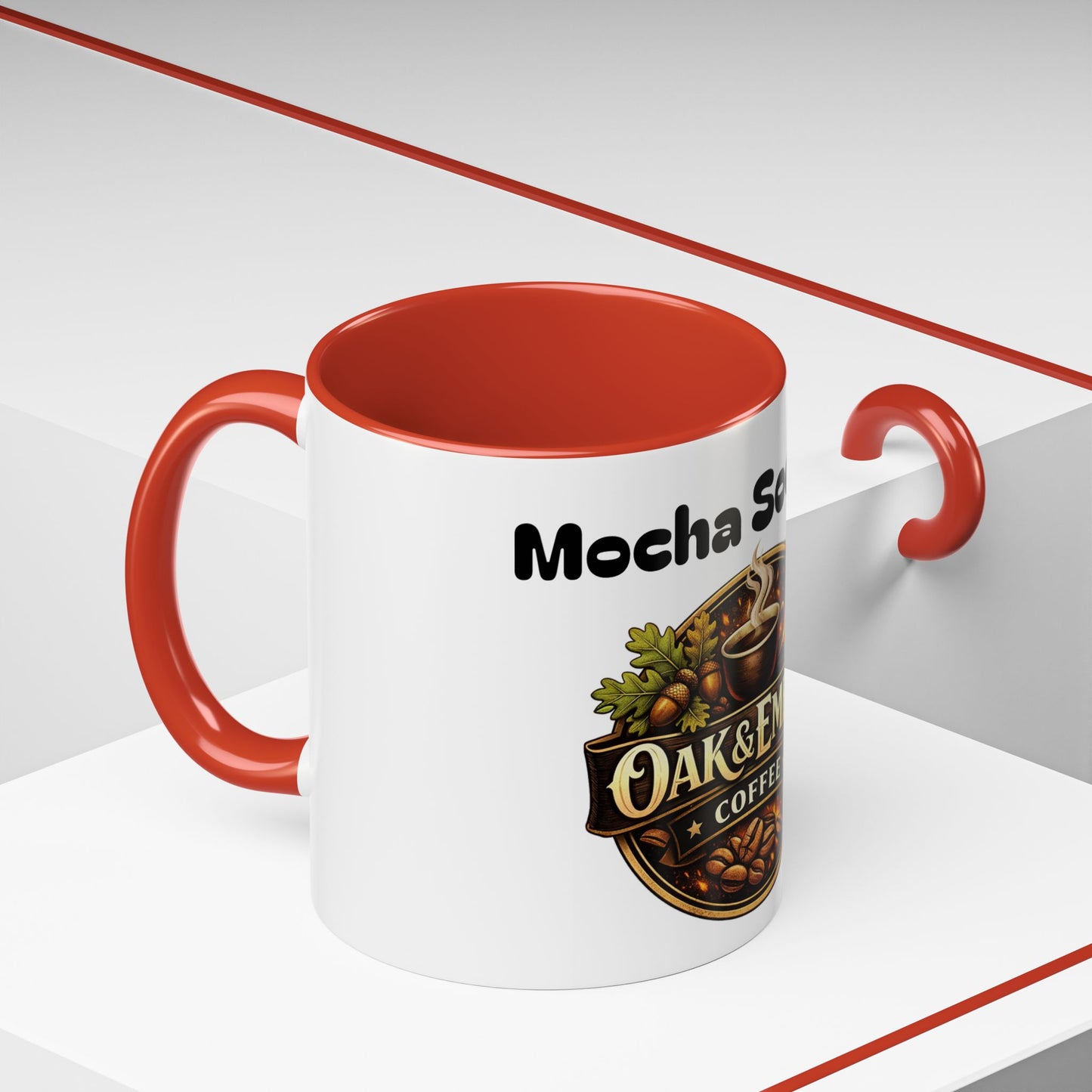 Oak & Ember Coffee Mug – "Mocha Society" Accent Ceramic Mug (11 oz)