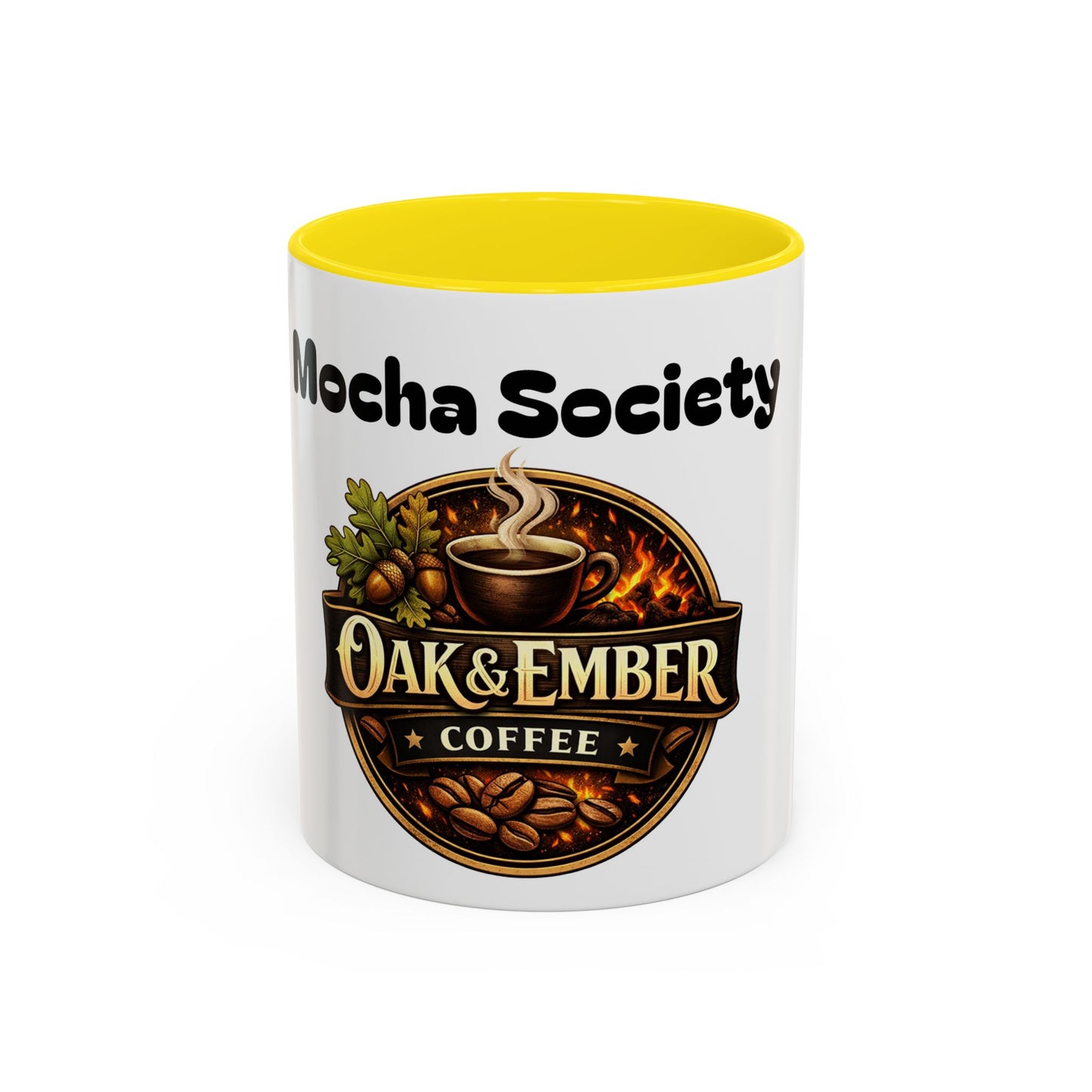 Oak & Ember Coffee Mug – "Mocha Society" Accent Ceramic Mug (11 oz)