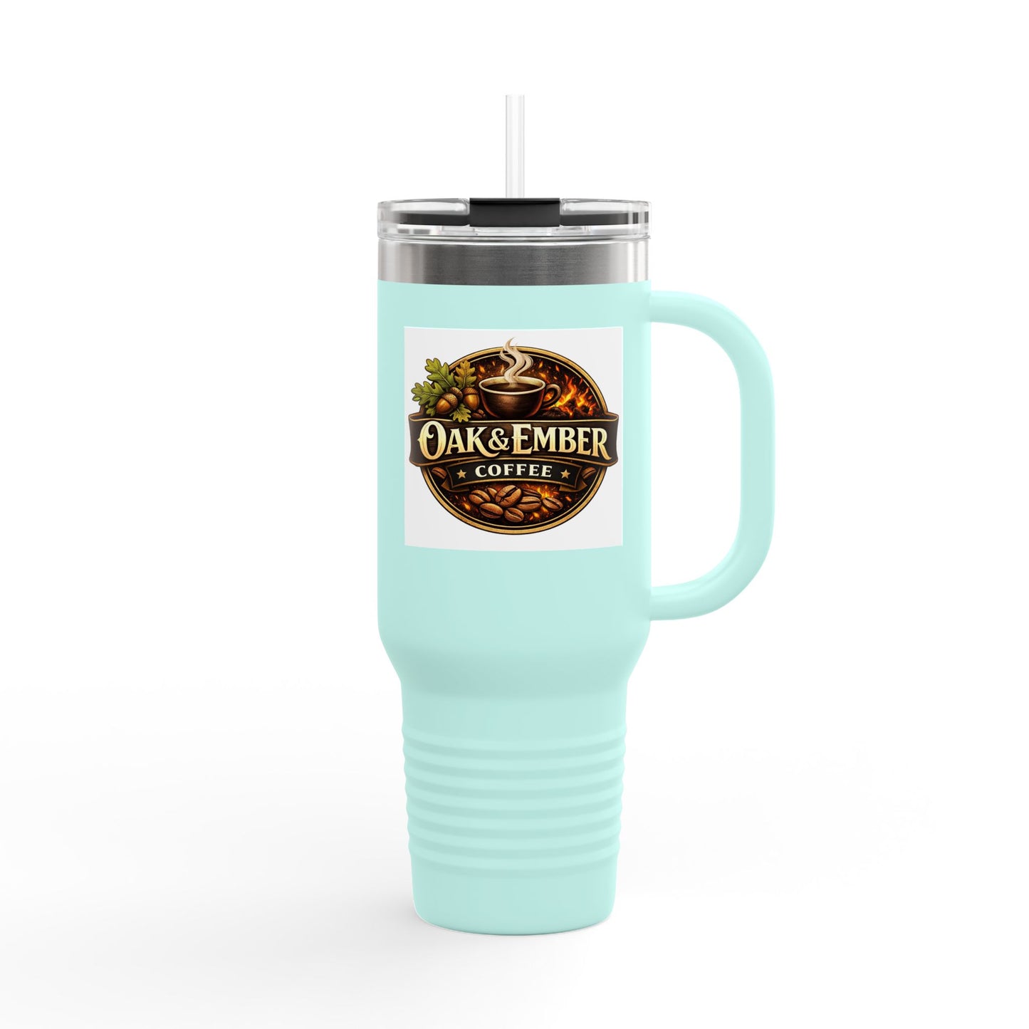 Oak & Ember Coffee 'Mocha Society' Insulated Travel Tumbler — Stainless Steel (40oz)