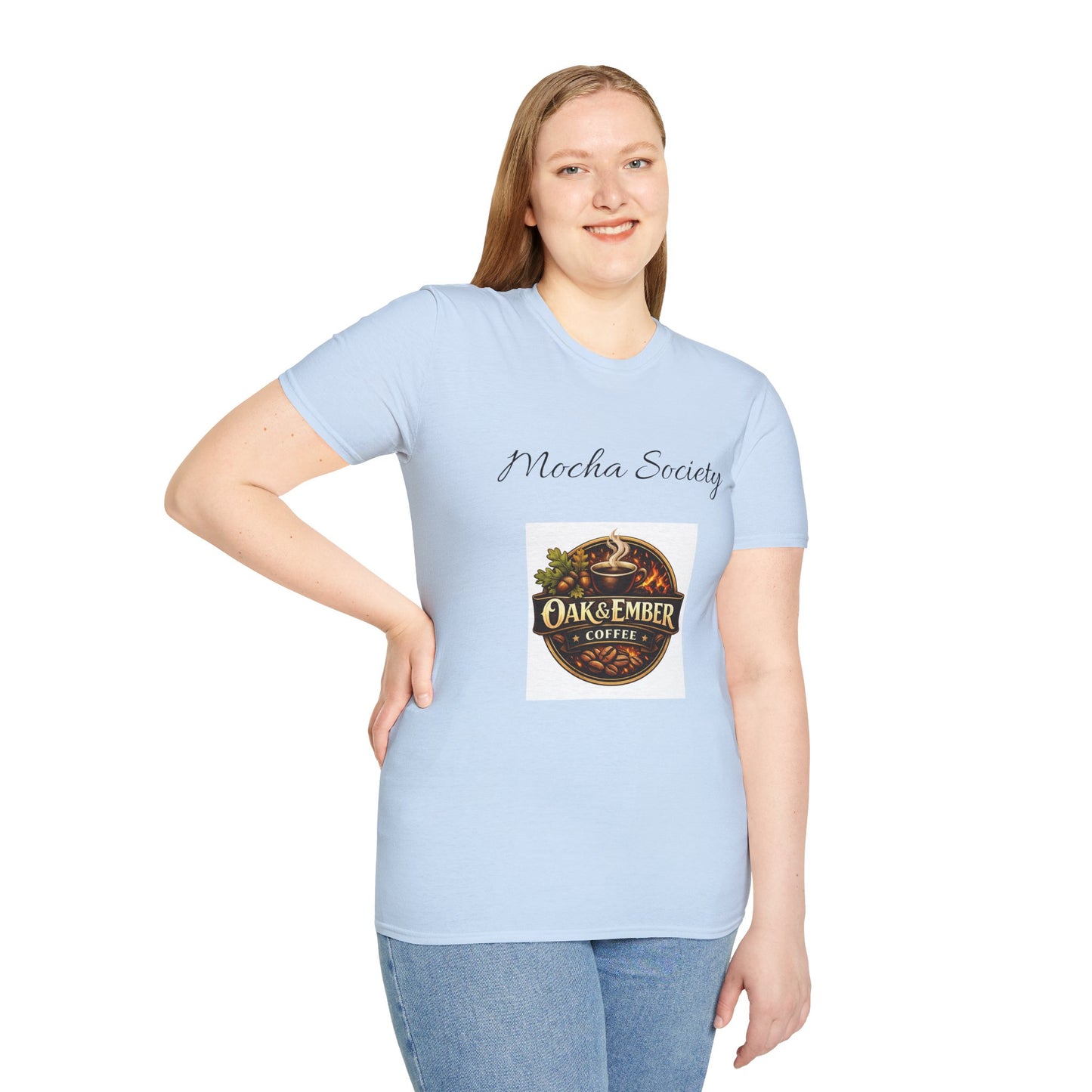 Oak & Ember Coffee 'Mocha Society' Logo Tee — Unisex Cotton T-Shirt