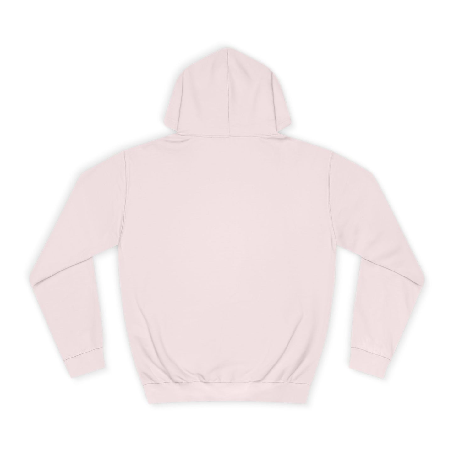 Pink hoodie with text on the back on a white background