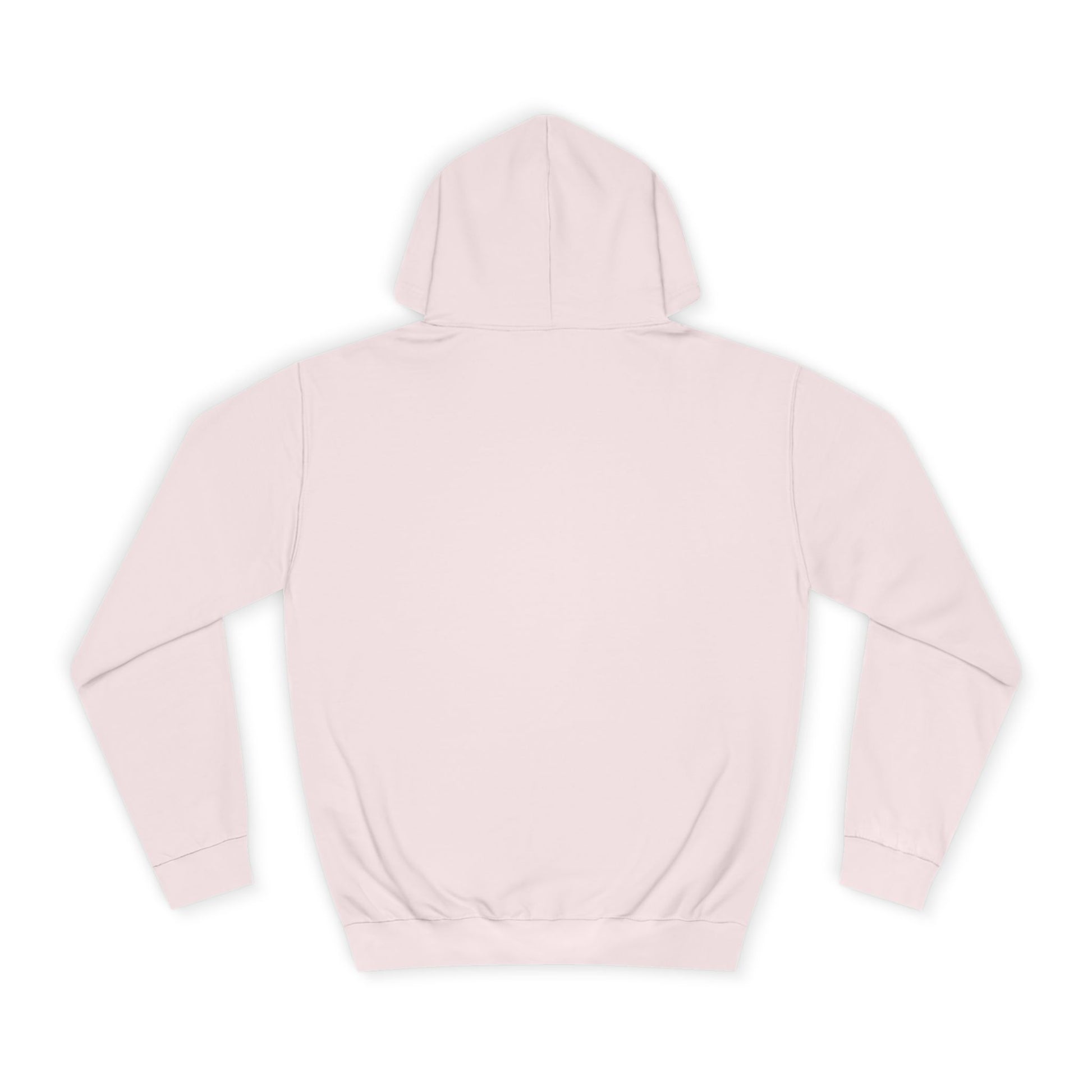 Pink hoodie with text on the back on a white background