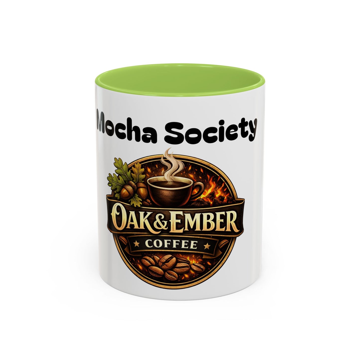 Oak & Ember Coffee Mug – "Mocha Society" Accent Ceramic Mug (11 oz)