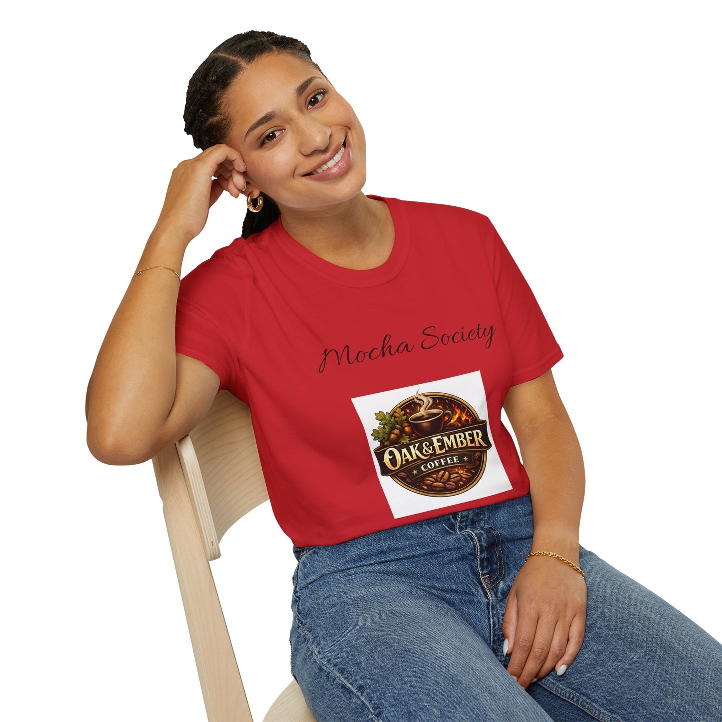 Oak & Ember Coffee 'Mocha Society' Logo Tee — Unisex Cotton T-Shirt