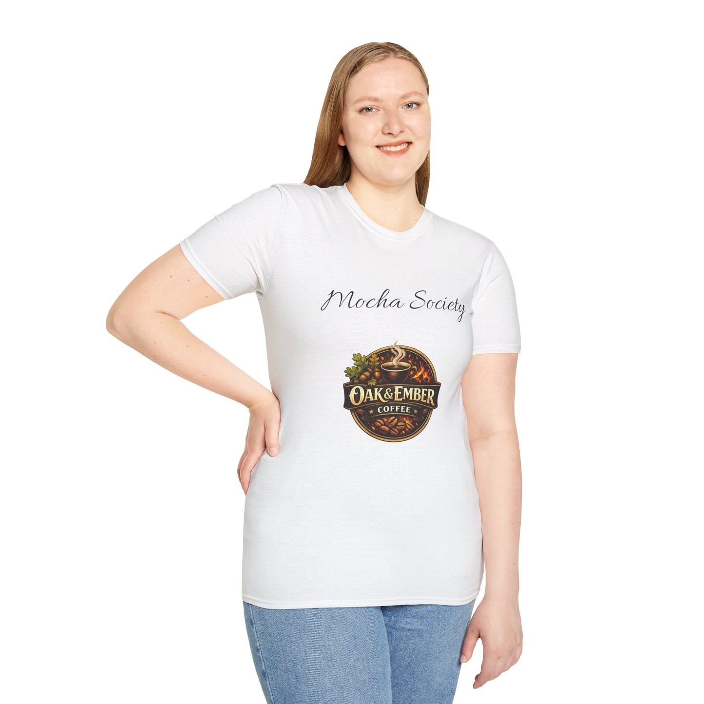 Oak & Ember Coffee 'Mocha Society' Logo Tee — Unisex Cotton T-Shirt