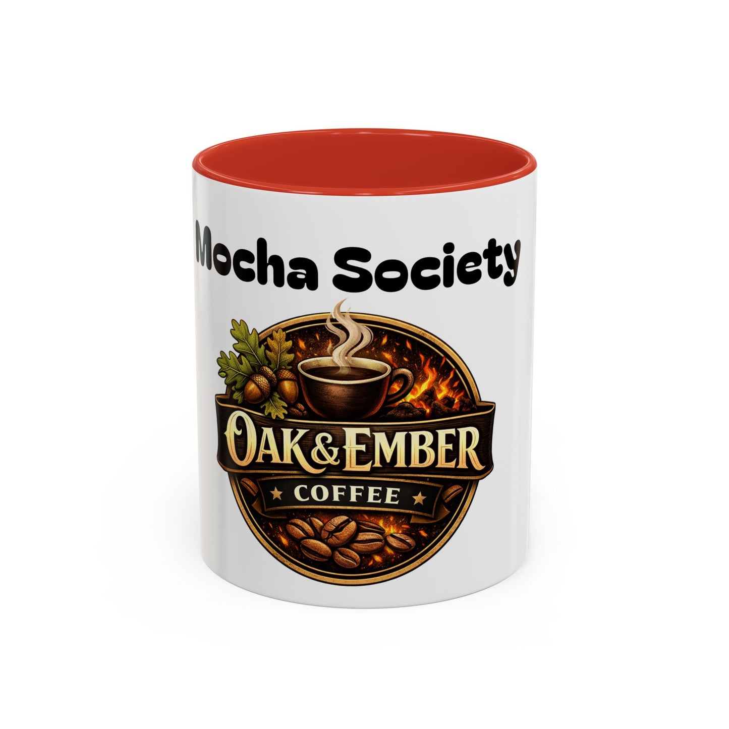 Oak & Ember Coffee Mug – "Mocha Society" Accent Ceramic Mug (11 oz)