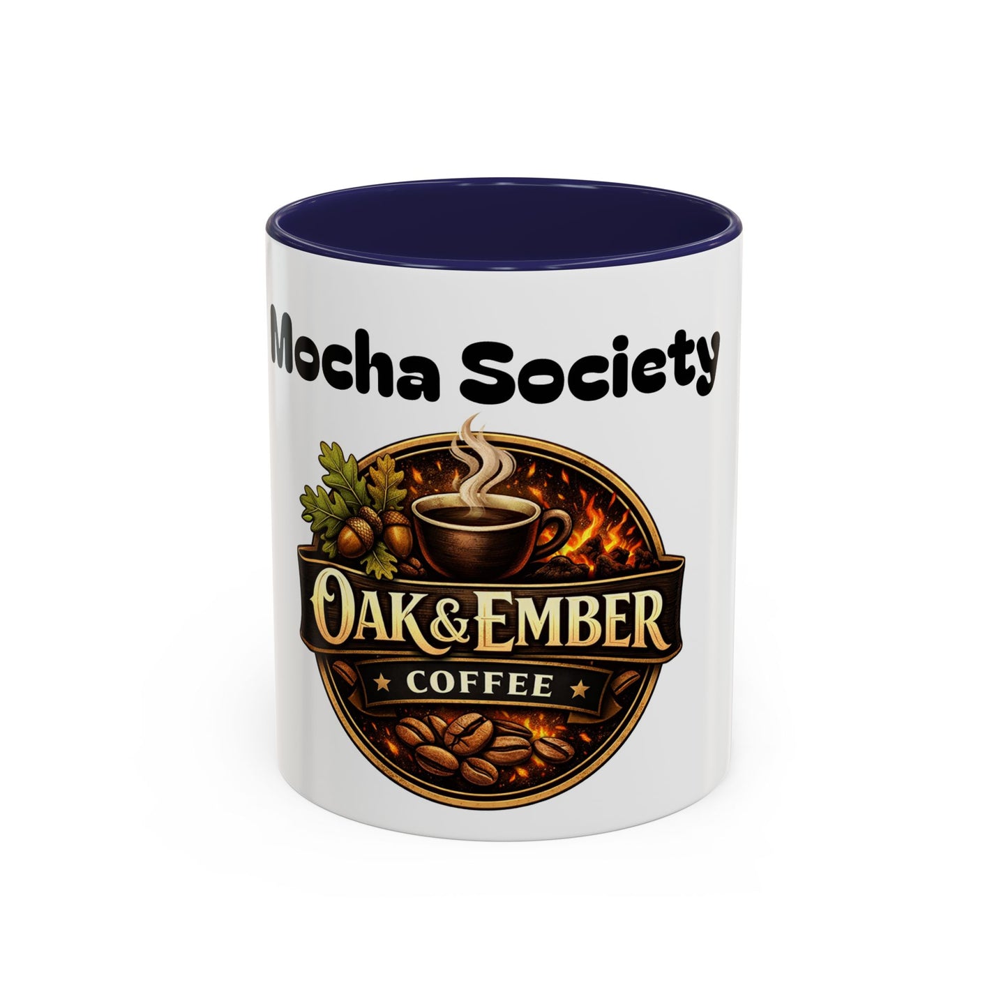 Oak & Ember Coffee Mug – "Mocha Society" Accent Ceramic Mug (11 oz)