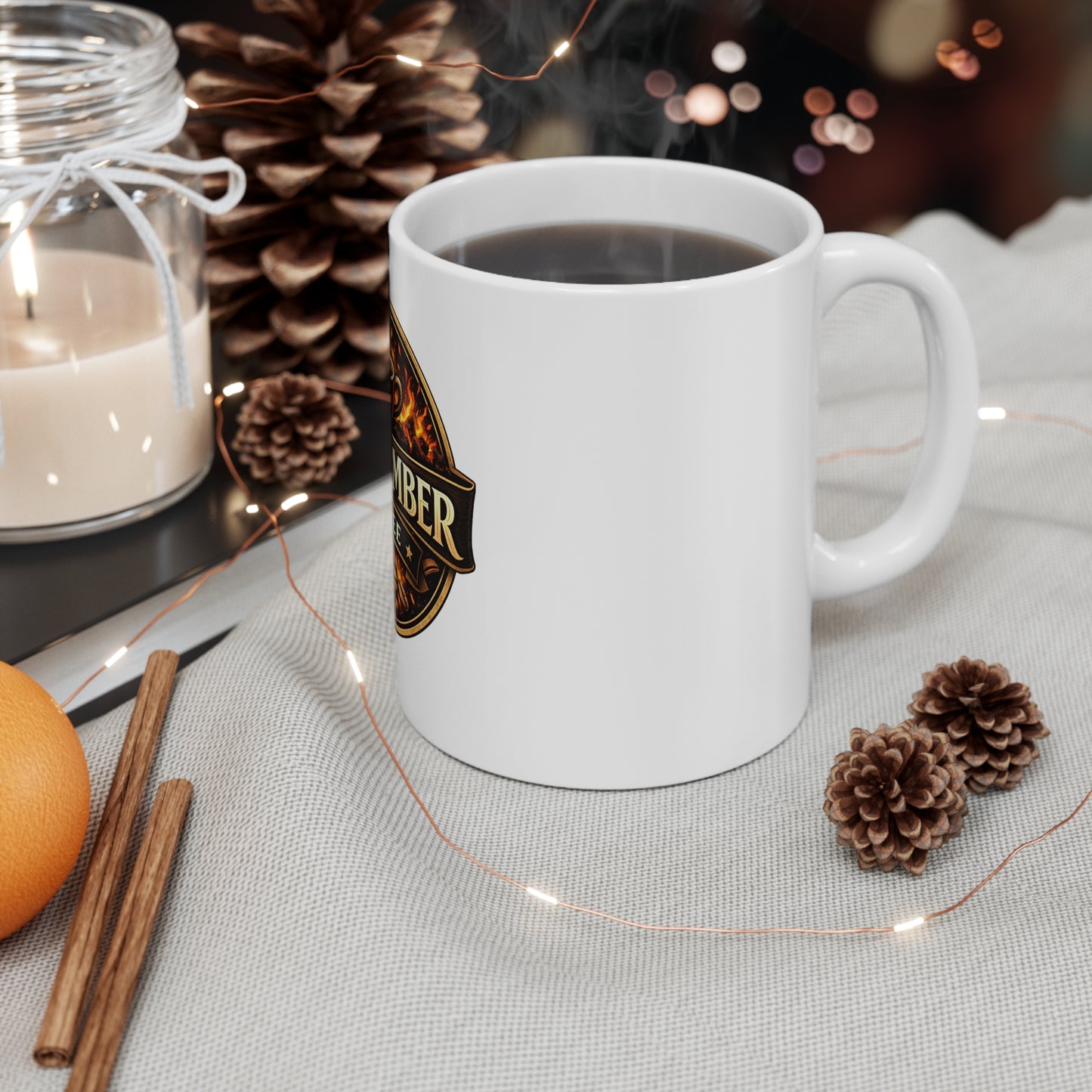 Oak & Ember Coffee Mug — Rustic Roasted Coffee Logo 11oz