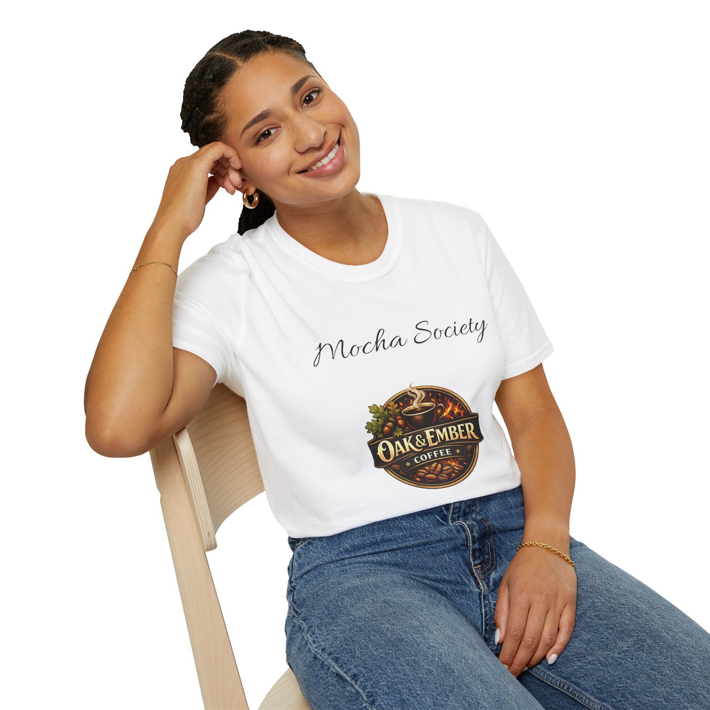 Oak & Ember Coffee 'Mocha Society' Logo Tee — Unisex Cotton T-Shirt