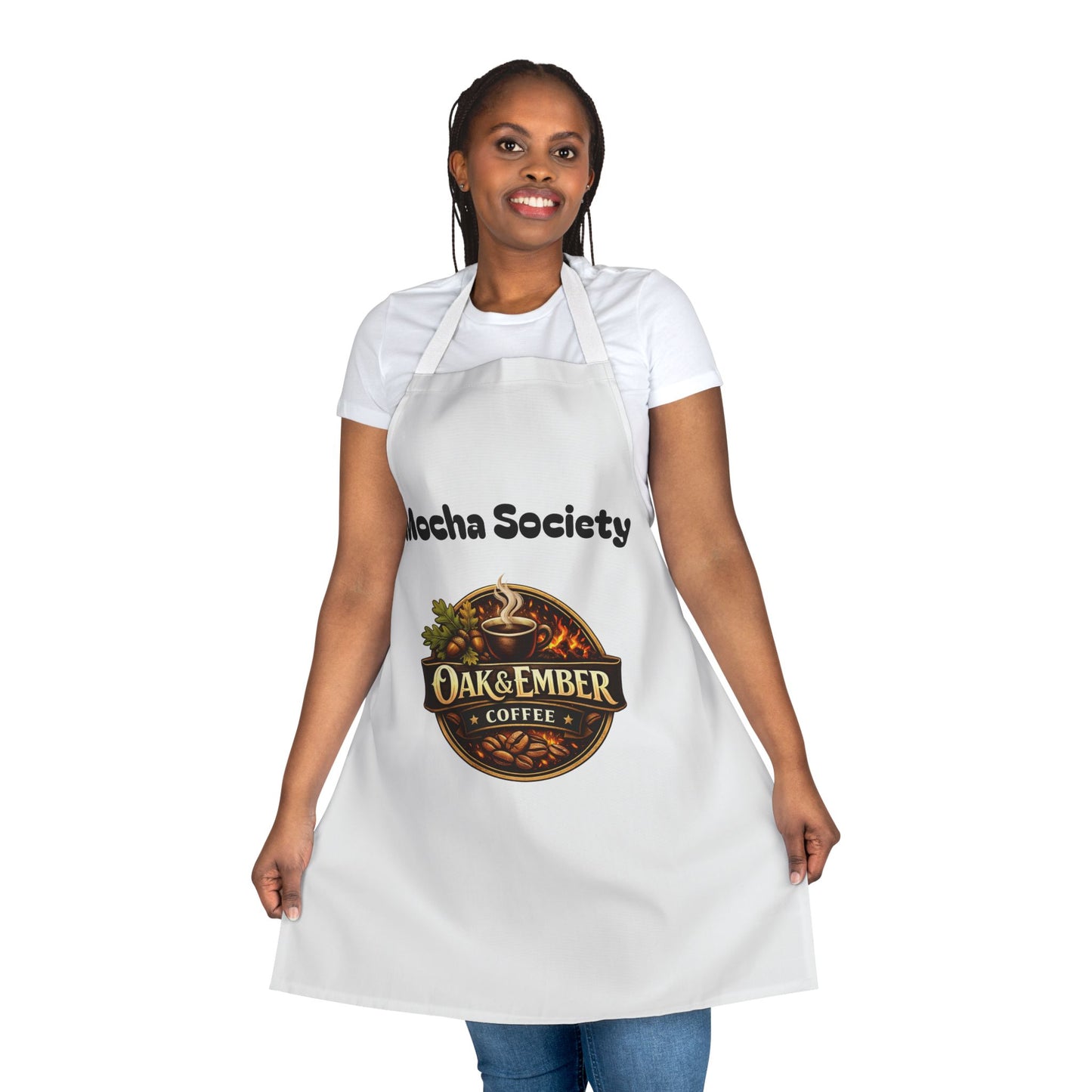 Oak & Ember Coffee 'Mocha Society' Barista Apron — Vintage Logo Kitchen & Café Apron
