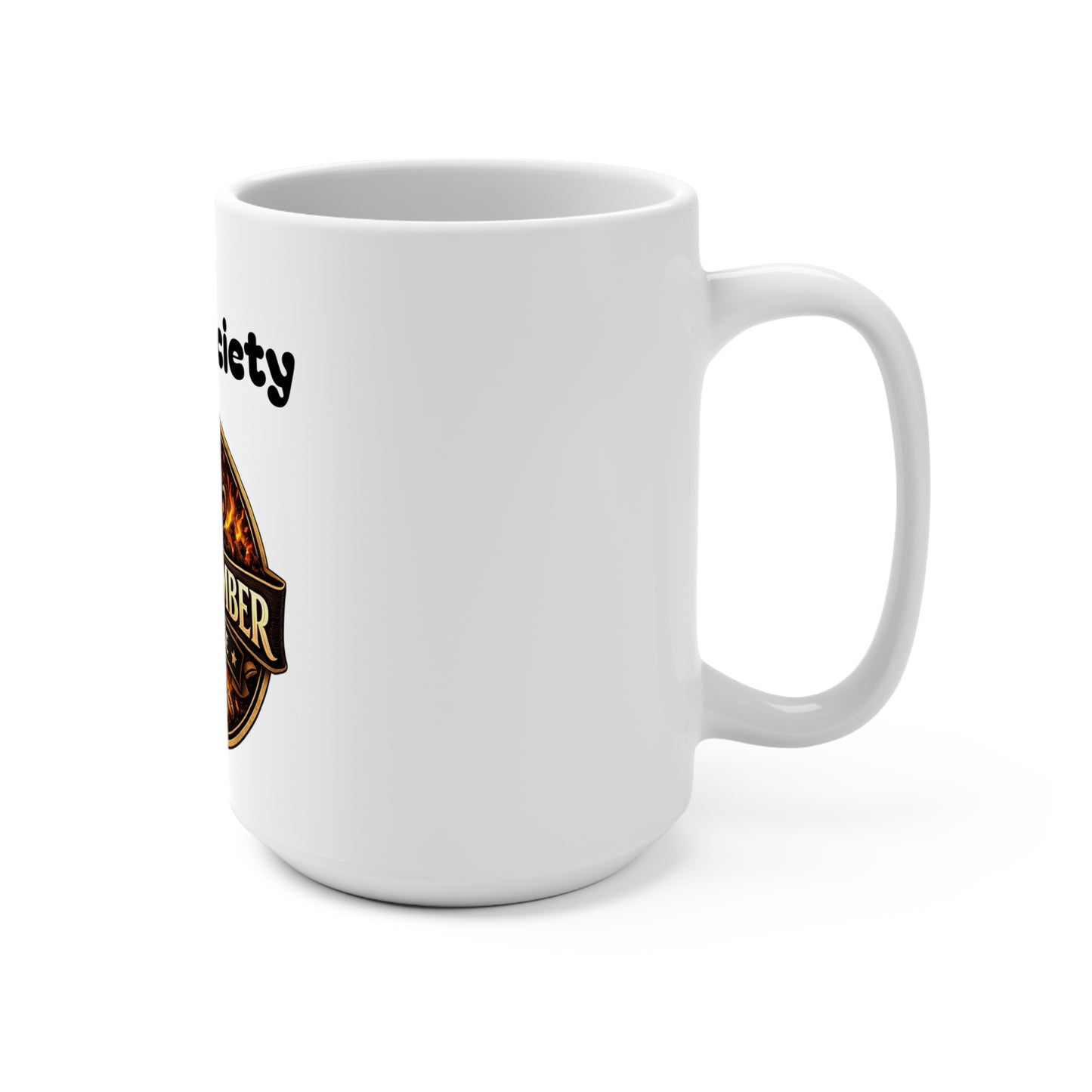Oak & Ember Coffee 'Mocha Society' Ceramic Mug — Rustic Logo (15oz)