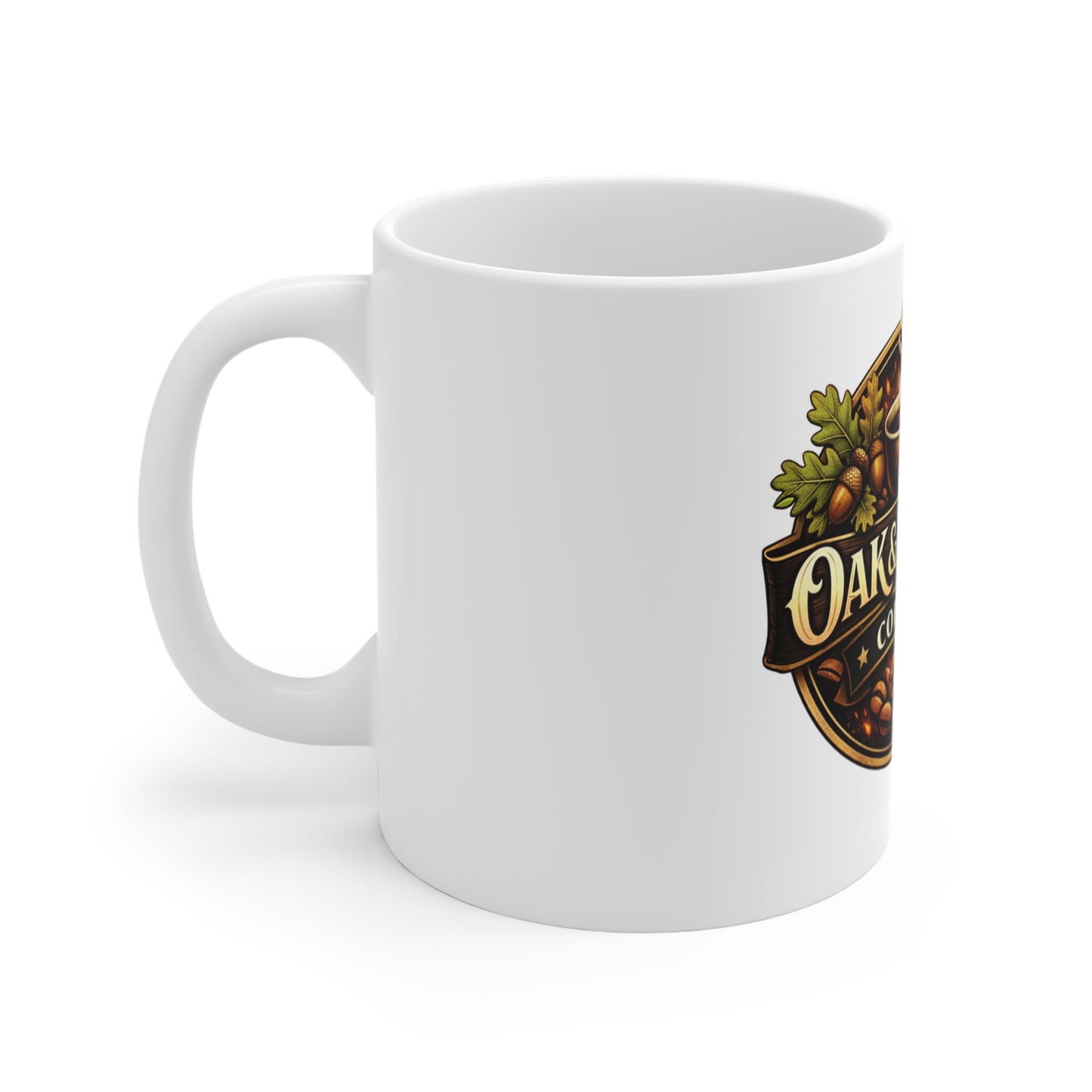 Oak & Ember Coffee Mug — Rustic Roasted Coffee Logo 11oz