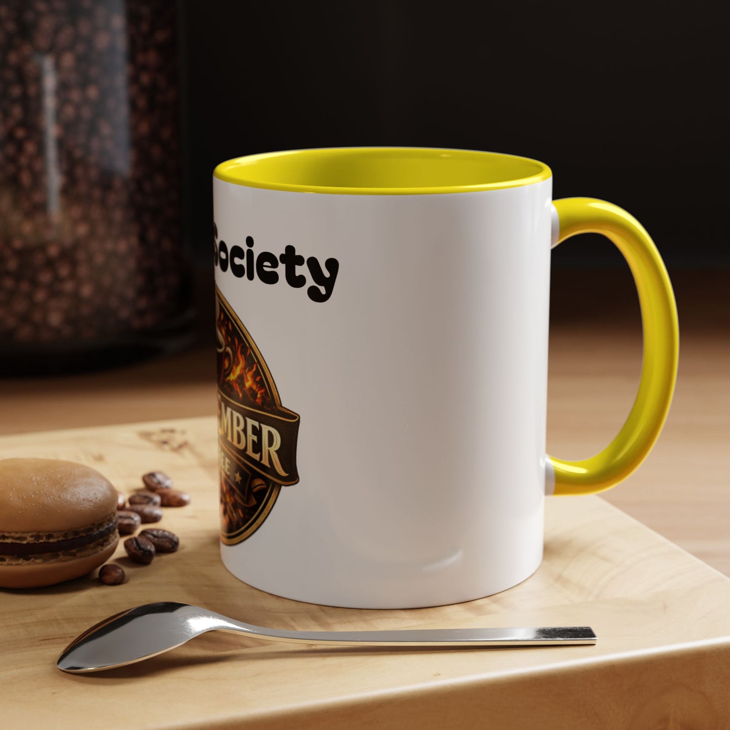 Oak & Ember Coffee Mug – "Mocha Society" Accent Ceramic Mug (11 oz)